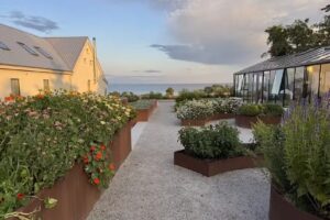 Utsikt over restaurant, hotell, mat og vinbar